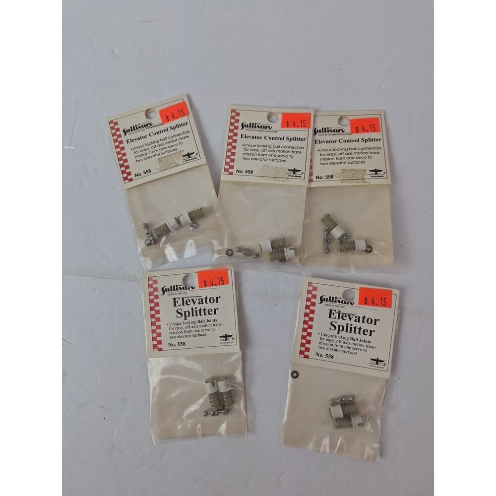 Lot of 5 New in Package Sullivan Elevator Splitter No. 558 RC Hobby